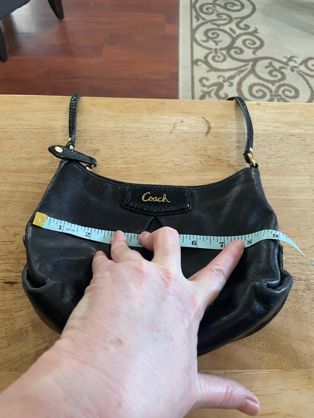 Coach Ashley black leather crossbody bag purse snake embossed adjustable strap - Picture 10 of 16